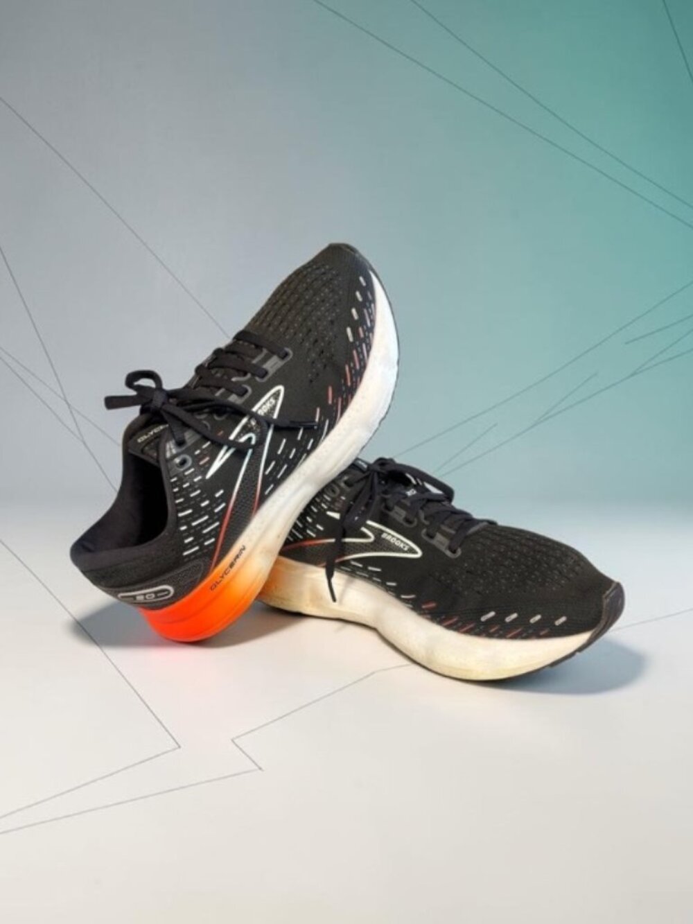 Brooks Glycerin 20 Womens 10 Black Orange Cushioned Running Walking Shoes